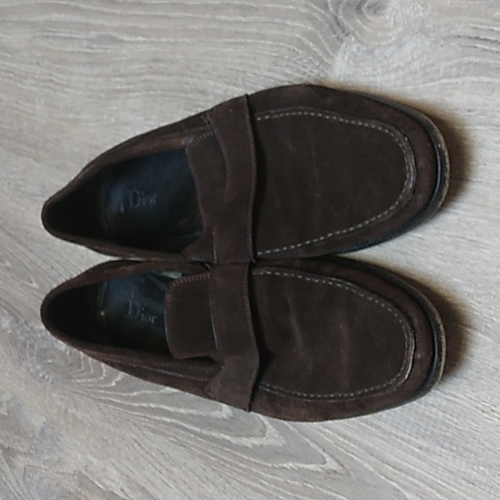 Brown Suede Dior Loafers